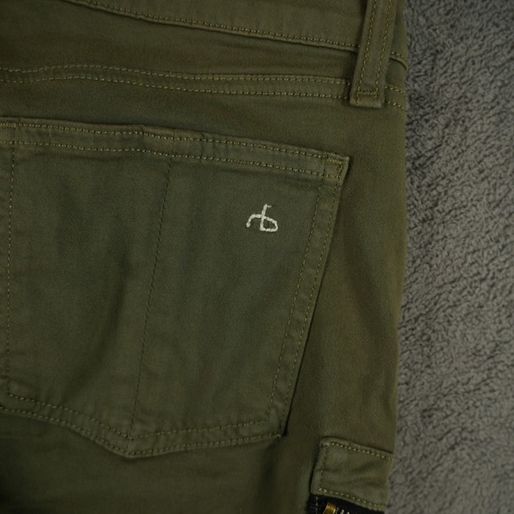 Rag & Bone Lariat Cargo Pants Women 31 Army Green Multi-Zip Skinny Biker Moto - Picture 5 of 12